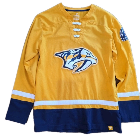 Fanatics Tops - Fanatics Nashville Predators Gold and Navy Hockey Jersey Top